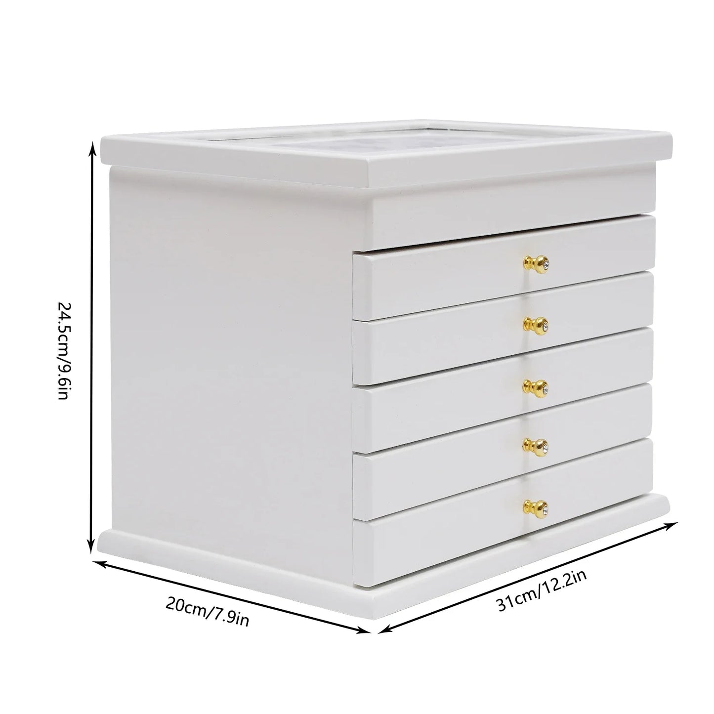 Wood Jewelry Box& Organizer,NEWEST 6 Layers Jewellery Case W/ 5 Drawers, for Bracelets Necklaces Earrings Rings, 12.2x 7.9x 9.6"