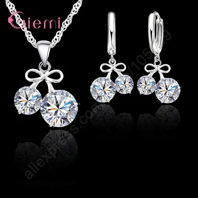 S925 Silver Needle Luxury Jewelry Sets 24 Models Option Cubic Zircon Rhinestone Charming Pendant Wedding Engagement Accessory