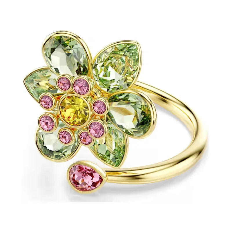 2026 New Trend Original Luxury Crystal Set Charm Yellow Pink Blue Flower Crystal Pendant Fashion Necklace Earring Gift for Women