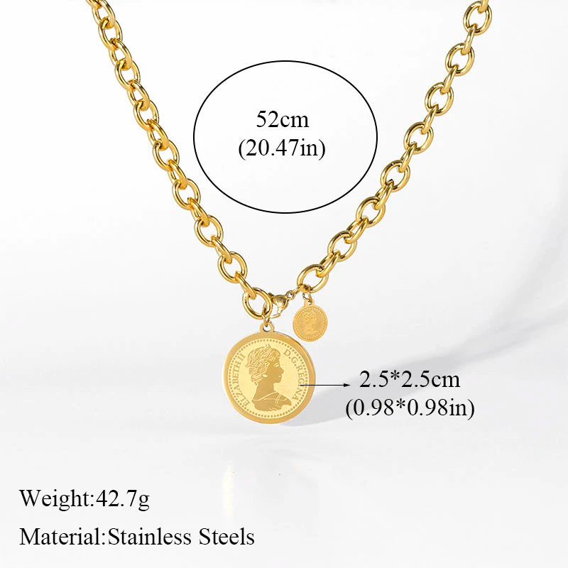 EILIECK 316L Stainless Steel Metal Cross Pendant Necklace For Women Trendy Gold Color OT Clasp Neck Chain Waterproof Jewelry