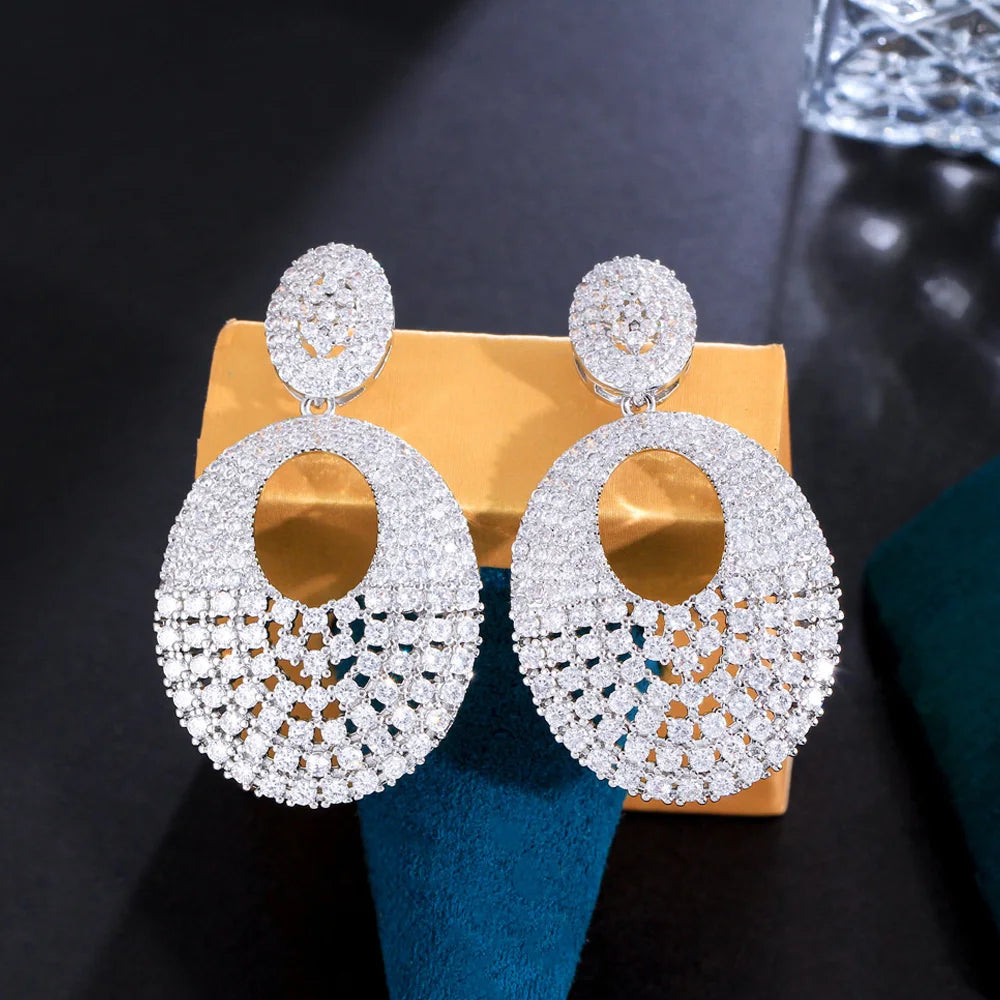 ThreeGraces Gorgeous Shiny White Zirconia Bridal Wedding Elegant Long Big Drop Earrings for Women Fashion Party Jewelry E1135