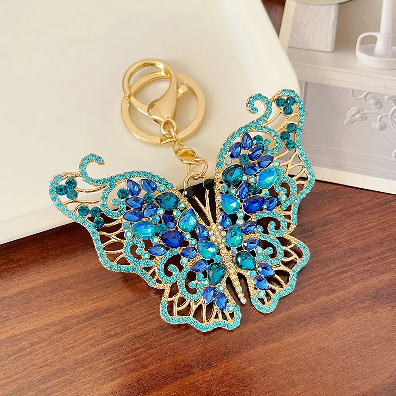EASYA 2024 New Butterfly Keychain Collection Rhinestone Crystal Inlaid Car Pendant Handicrafts