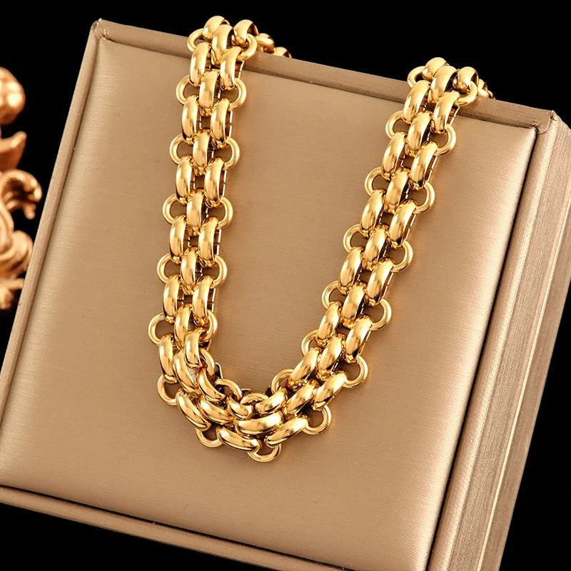 EILIECK 316L Stainless Steel Gold Color Chain Chokers Necklace For Women High Quality  Neck Chain Trendy Fashion Jewelry Bijoux