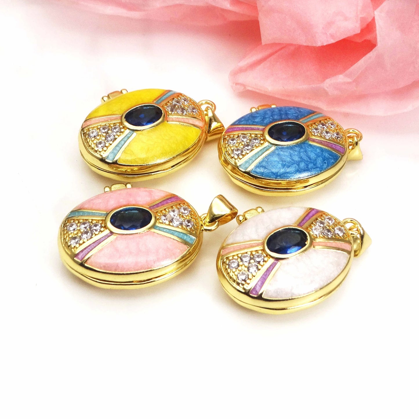 Micro Zircon oil drip photo box Pendant necklace case gaine pendant necklace copper chain jewelry necklace