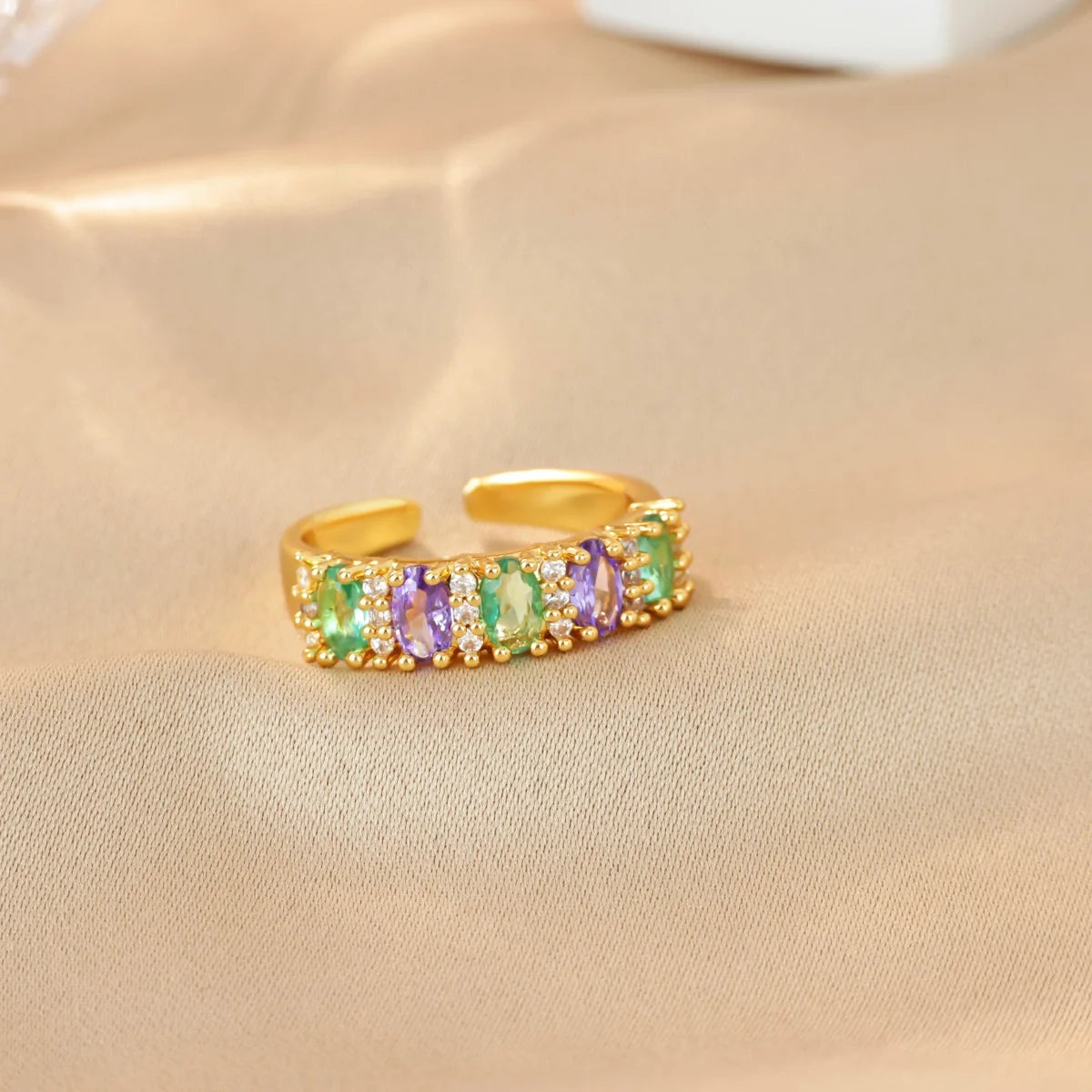 Luxurious colored zircon Rings For Women Girls Adjustable Charm Stainless SteelFinger Ring Jewelry Birthday Gift New Trend 202