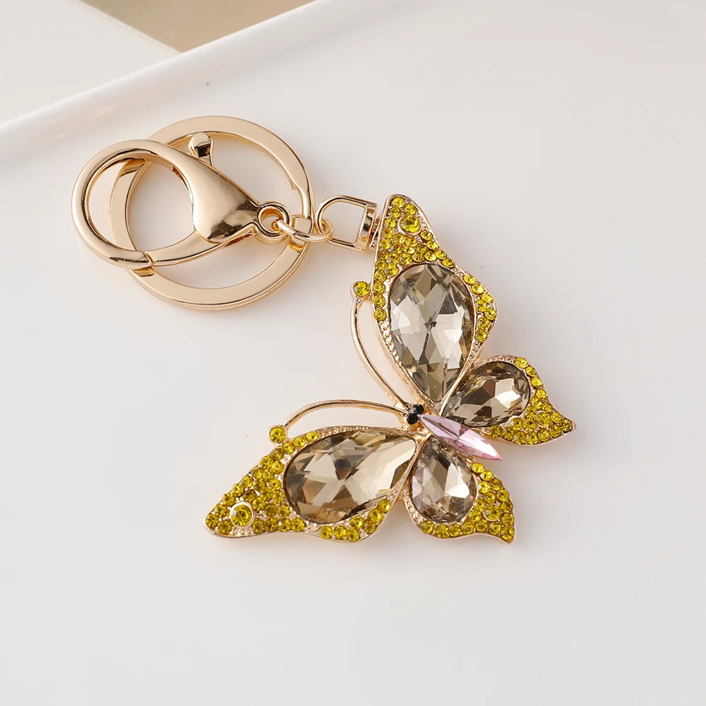 EASYA 2024 New Butterfly Keychain Collection Rhinestone Crystal Inlaid Car Pendant Handicrafts