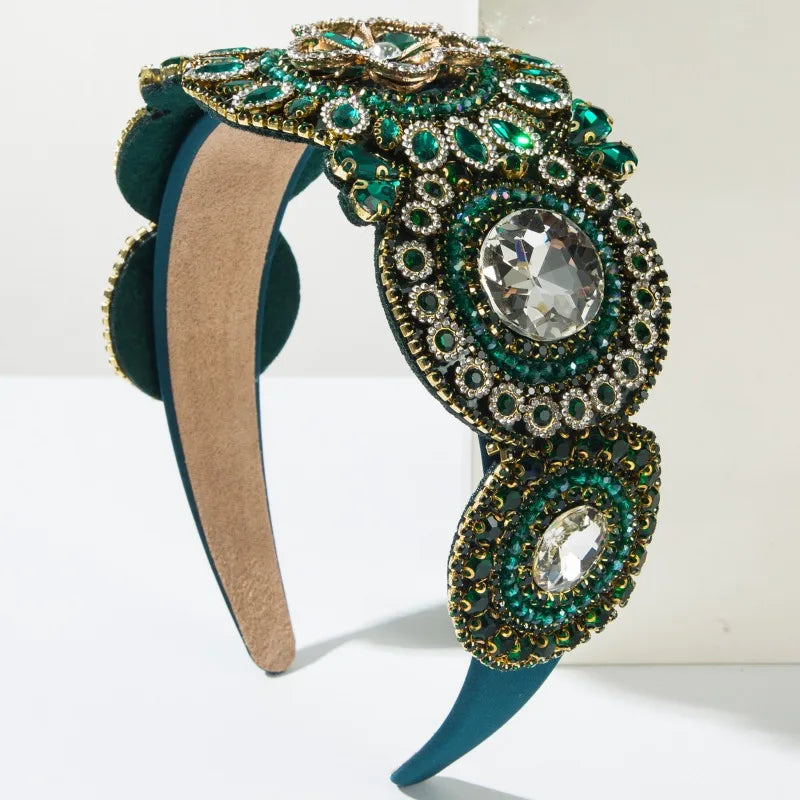 Full Rhinestones Hair Accessories Baroque Vintage Sparkly  Dinner Party Headband American Style Elegant Headwear