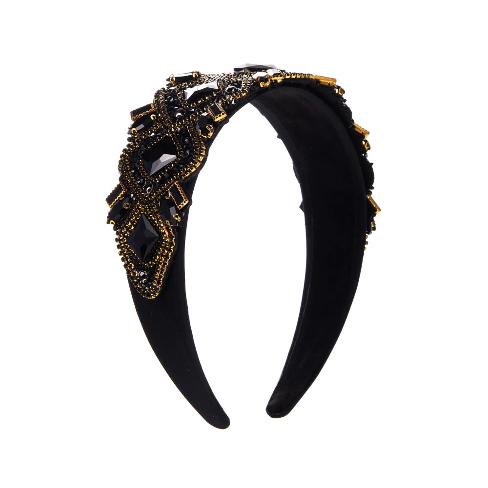 European and American New Heavy Industry Baroque Headband Inlaid With Rhinestones, Simple And Fashionable Wide Edge Headband