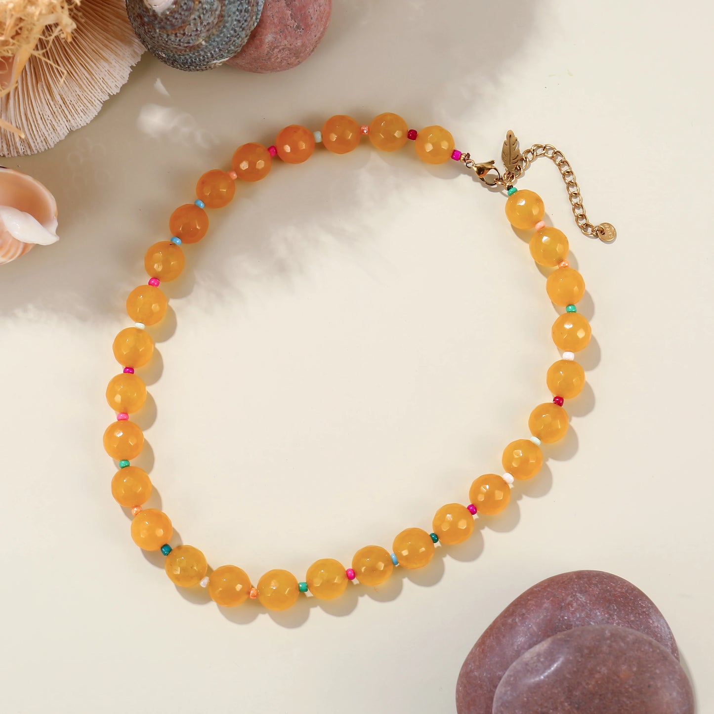 Badu Handmade Colorful Stone Beads Choker Necklace for Women Bohemian Summer Beach Holiday Jewelry Gifts