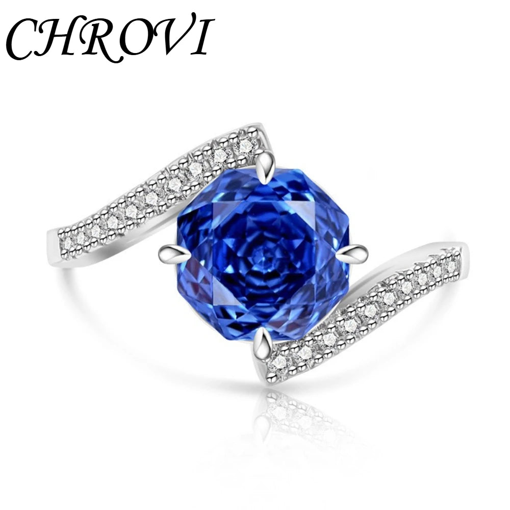 Luxury-Style 925 Sterling Silver Gemstone Rose Cut Ring for Women - Super Sparkling High-Carbon Diamond Finger Ring