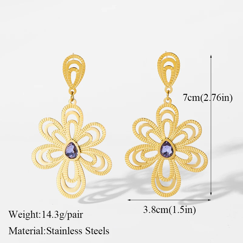 EILIECK 316L Stainless Steel Starfish Drop Dangle Earrings Stylish Trendy Waterproof 18K PVD Plated Metal Jewelry for Women