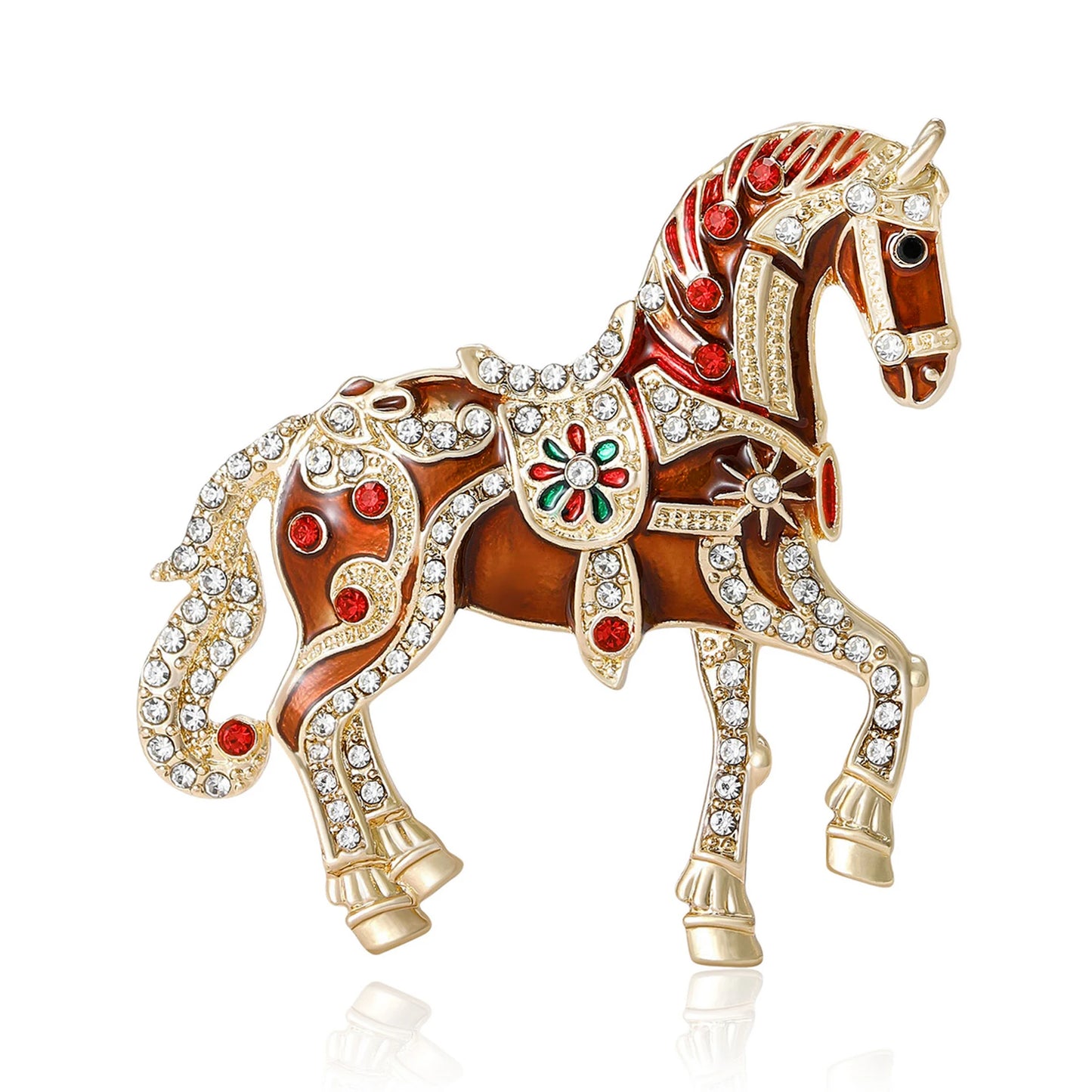 2025 NEW Christmas Horse Brooch French Romantic Tone Enamel Women's Bag Decoration Wedding Dress Hat Accessoriess