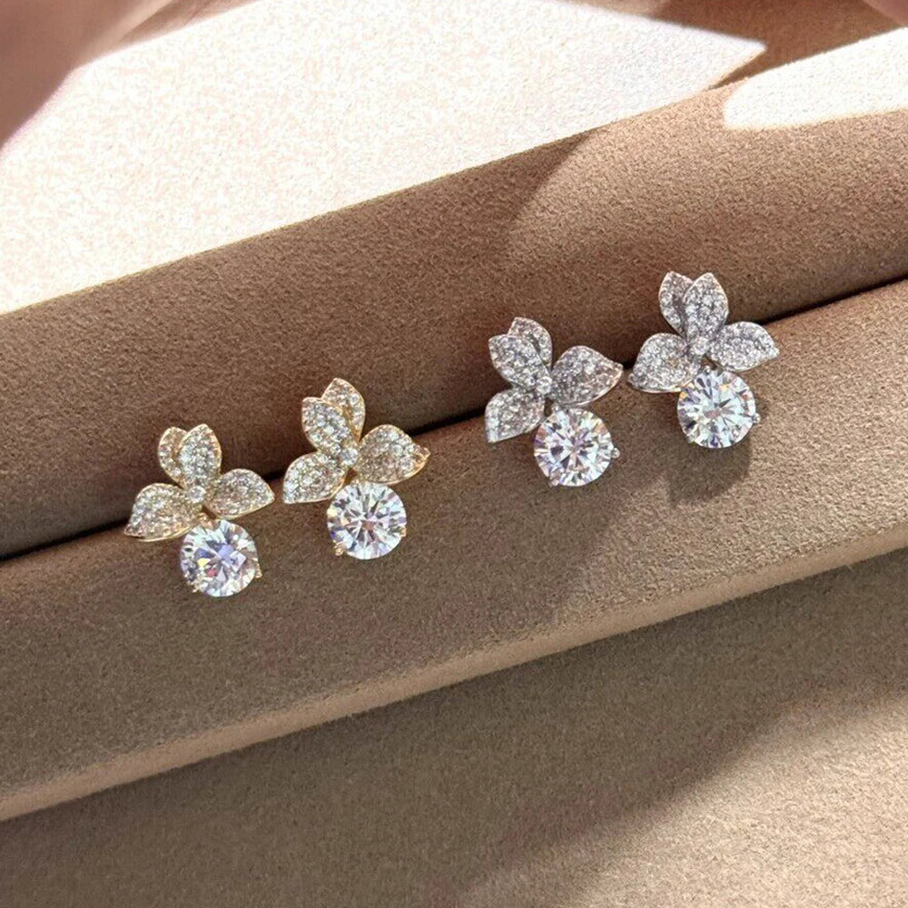 4cttw Flower Moissanite Diamond Stud Earring for Women 925 Sterling Silver Wedding Jewelry Elegant Earrings With GRA Certified