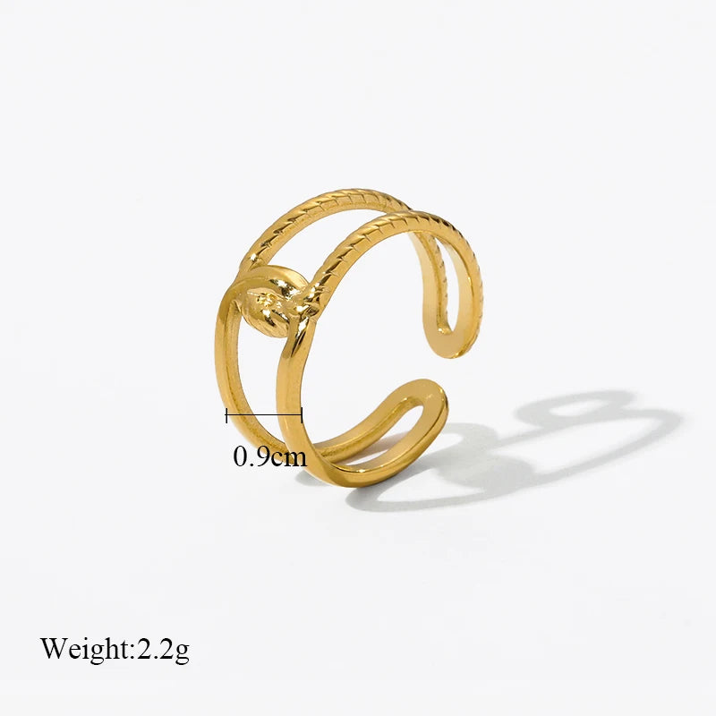 EILIECK 316L Stainless Steel Open Cuff Rings For Women Girl New Fashion Personality Non-fading Jewelry Gift Party кольцо женское