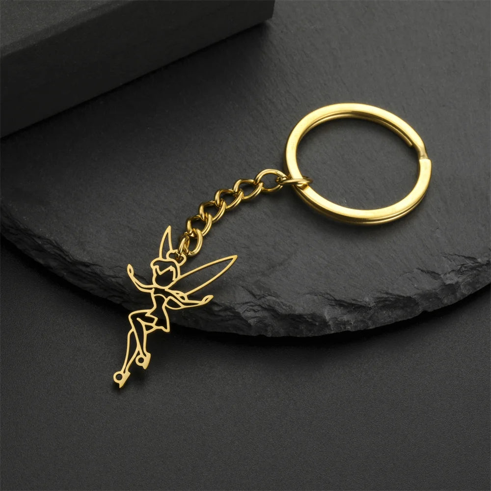 My Shape Fairy Keychain Creative Fantasy Elf Key Ring for Women  Stainless Steel Bag Car Keychain Fashion Jewelry Wholesale