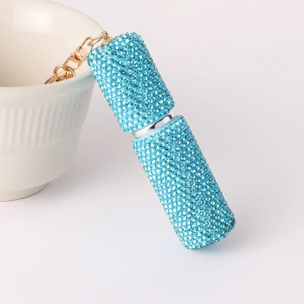 2026 New Perfume Bottle Keychain Full Rhinestone Women's Luxury Car Key Ring Y2K Fashion Accessories Creative Pendant