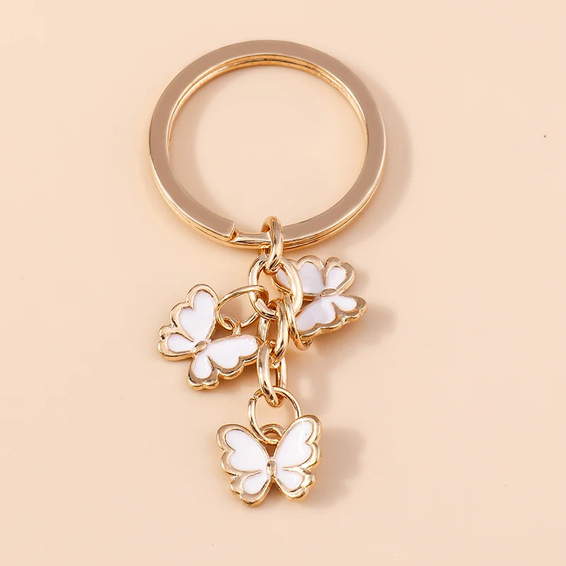 Cute Colorful Butterfly Keychains Enamel Animal Keyrings Souvenir Gift for Women Men Handbag Pendants Key Chains DIY Accessories