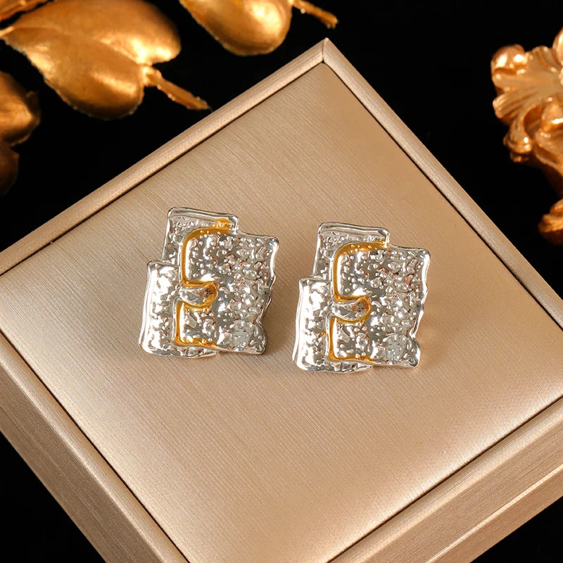 EILIECK 316L Stainless Steel Geometric Loops Dangle Earrings For Women New 18K Gold PVD Plated Ear Stud Water-resistant Jewelry