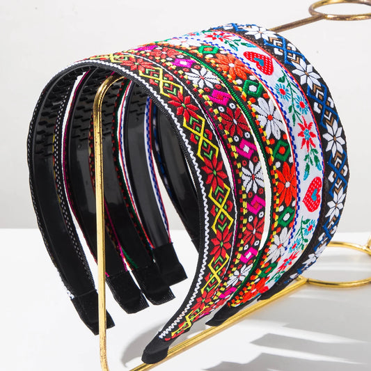 Retro Ethnic Style Embroidery Flower Love Thin Edged Headband, Personalized Light Luxury, Niche Design, Hair Accessories