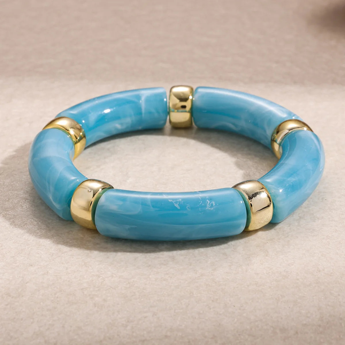 KMVEXO Vintage Smudging Bangle Geometric Wide Elastic Chunky Bracelets for Women Men Personality Acrylic Bracelet Hand Jewelry