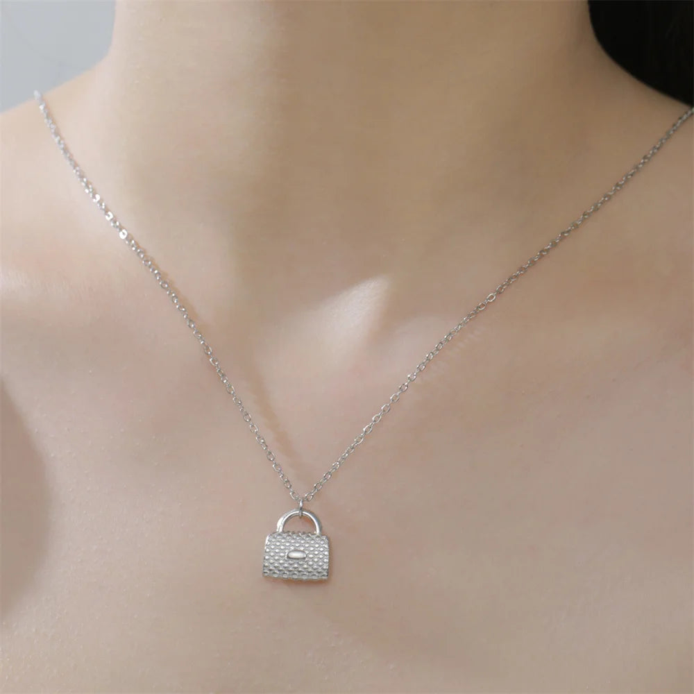 My Shape Fashion Handbag Necklace for Women Ladies Lovely Purse Shape Pendants Chain Stainless Steel Jewelry Party Gift Trendy
