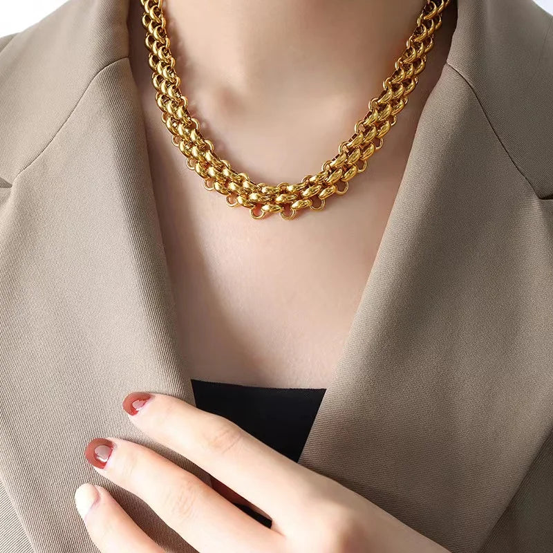 EILIECK 316L Stainless Steel Gold Color Chain Chokers Necklace For Women High Quality  Neck Chain Trendy Fashion Jewelry Bijoux