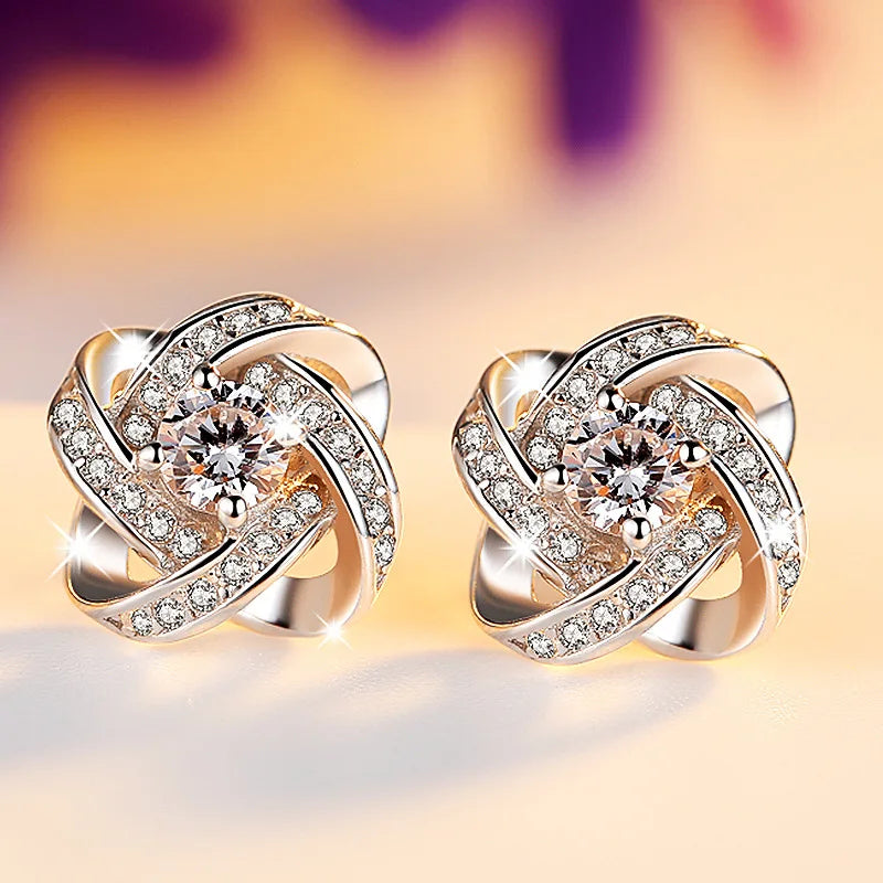 New 925 Sterling Silver Earrings AAA Zircon For Women Exquisite Student Girlfriend Jewelry Accessories Wedding Fashion Gift