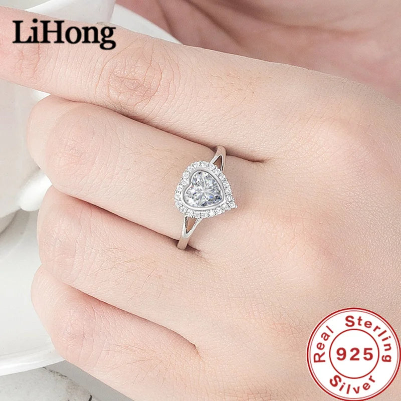 Luxury, Brand 925 Sterling Silver Ring Love Aaa Zircon Crystal Ring Engagement Charm Jewelry Gift For Women