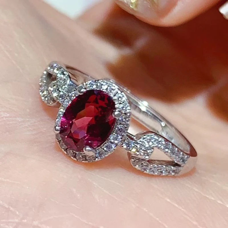 925 Silver Gemstone Ring for Daily Wear 5mm*7mm Natural Garnet Ring with Certificate Genuine Pyrope Garnet Jewelry