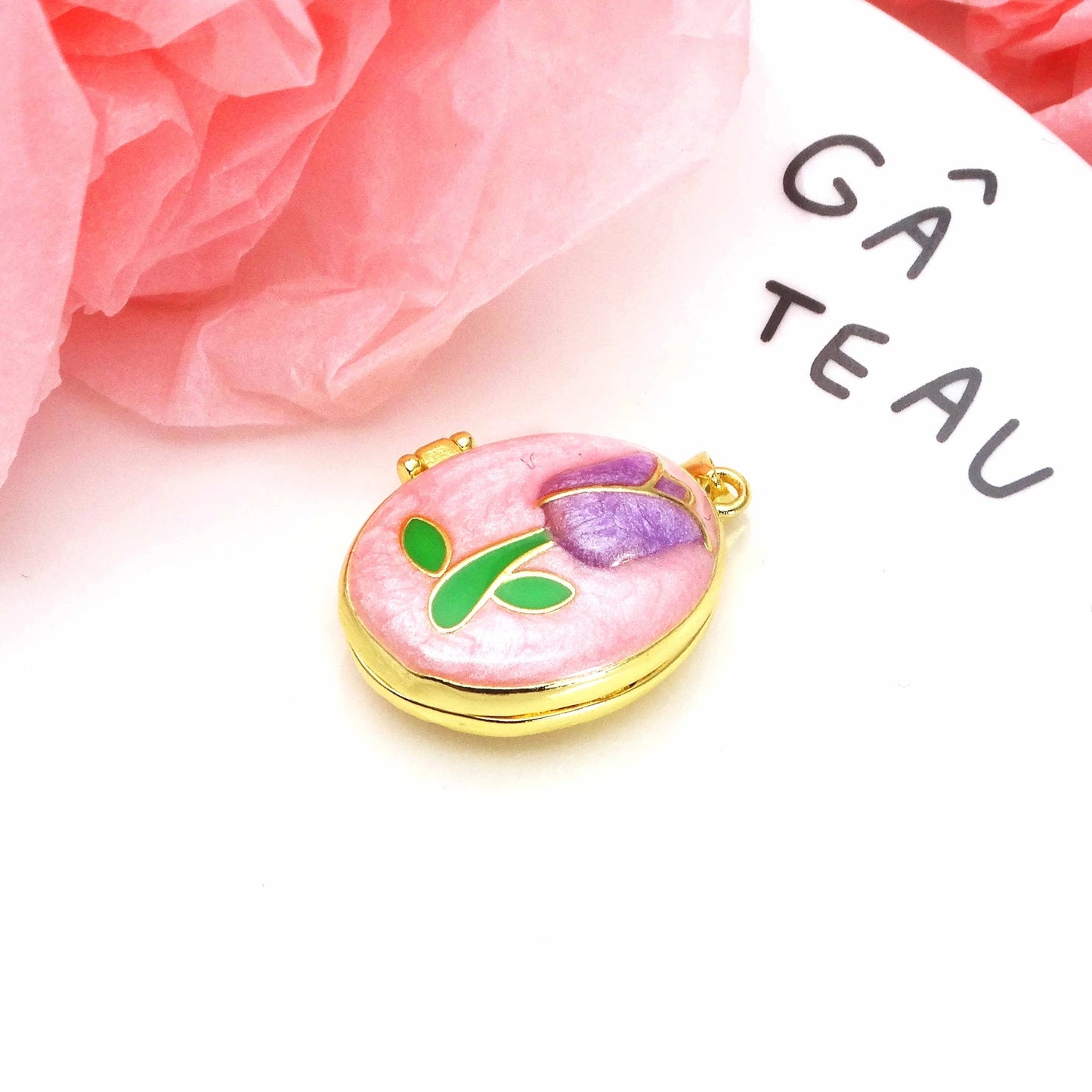 Micro Zircon oil drip photo box Pendant necklace Rose Flower pendant necklace copper chain jewelry necklace