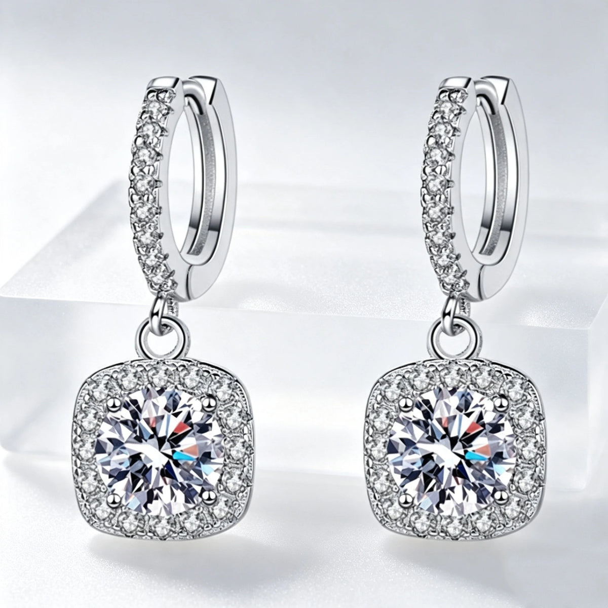 Fashion Luxury Charm Female Small Bag Full White Zircon Stone Drop Dangle Earrings Unique Silver Gold Color Jewelry For Women
