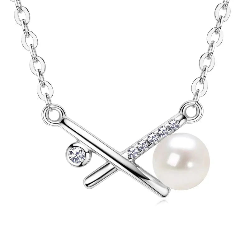 OXTAO Real 925 Silver Necklace Natural Freshwater Pearl Pendant for Women Clavicle Chain Necklace Fine Jewelry Gift wholesale