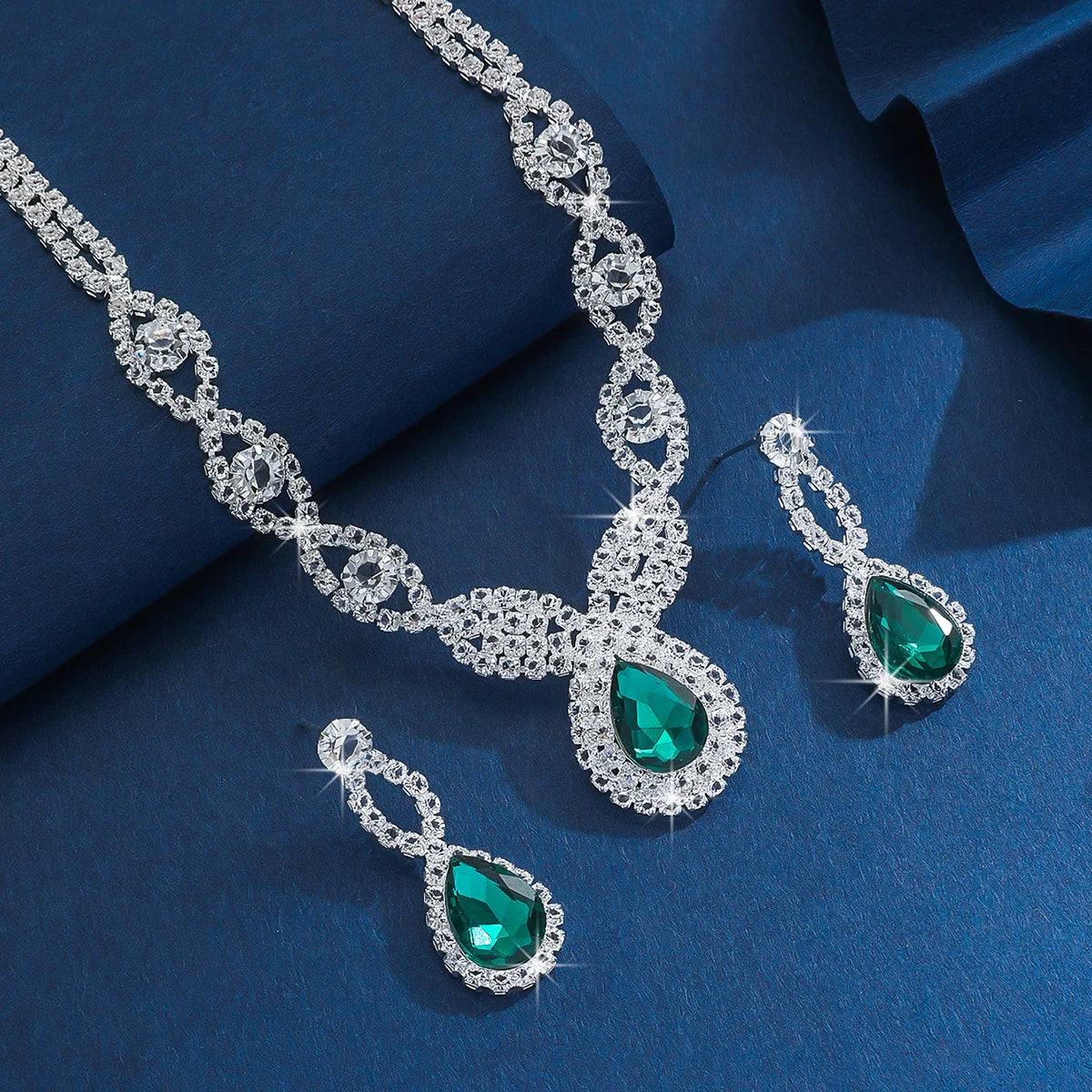 Fashionable European and American necklace earring set, bride's wedding veil, evening gift, banquet decoration set, accessories