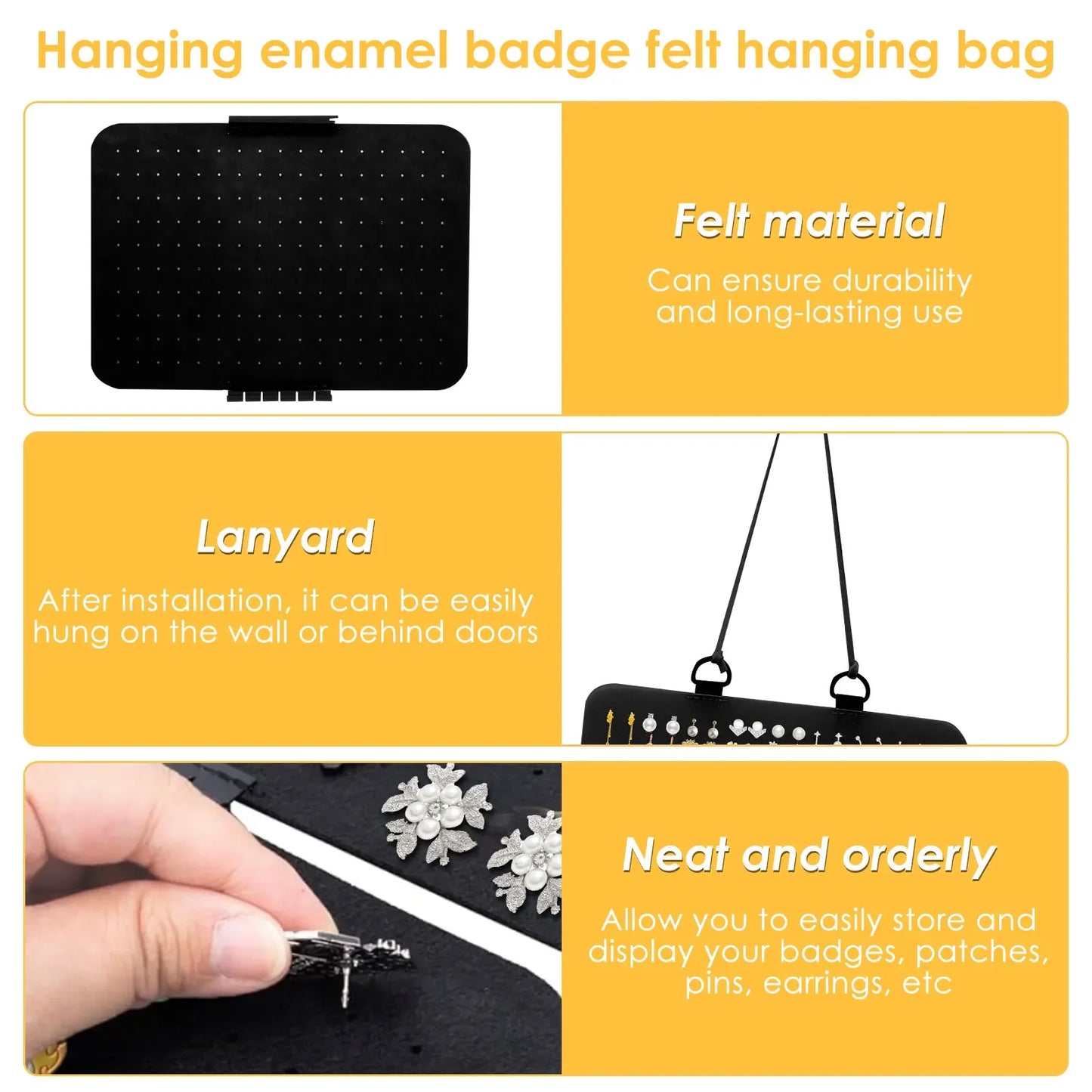Hanging Enamel Lapel Pin Display Panels Felt Badge Button Brooch Storage Holder Jewelry Necklace Display Stand Earring Organizer