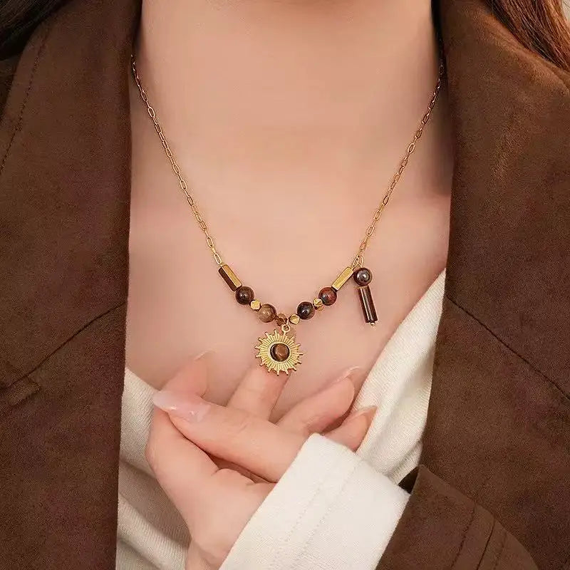 EILIECK Women's Heart Long Pendant Y-shaped Necklace 18K Gold-plated Stainless Steel Neck Chain Daily Water-resistant Jewelry
