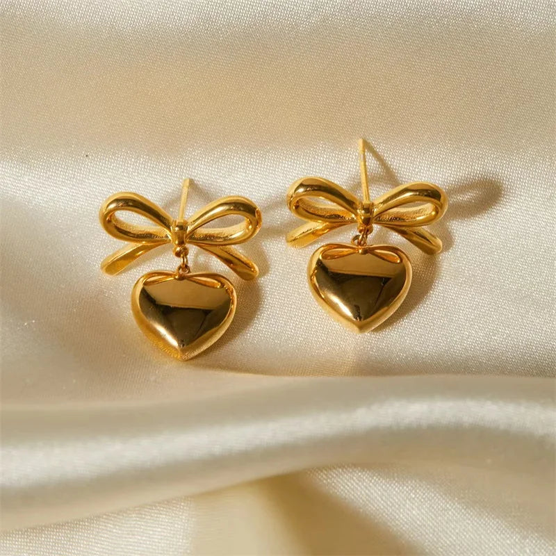 EILIECK 316L Stainless Steel Flower Butterfly Bear Drop Earrings For Women Fashion Ear Dangle Eardrop Jewelry Party Gift Bijoux