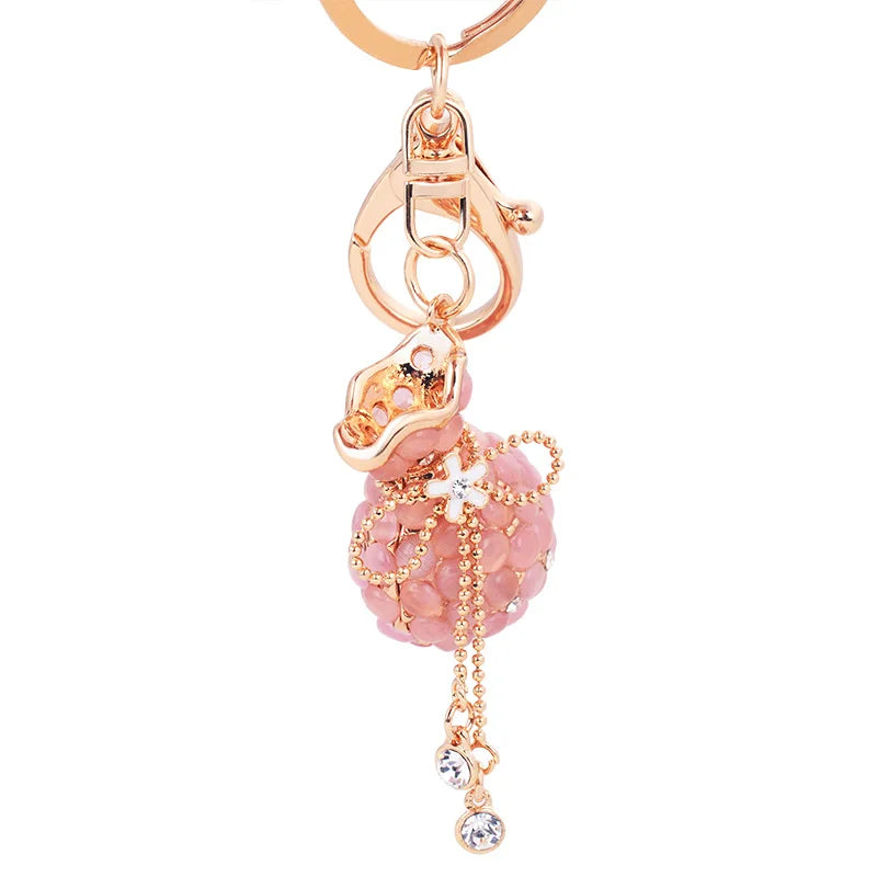 EASYA Rhinestone Opal Vase Keychain Crystal Purse Key Chains Ring Women Handbag Charm llavero CHY-2811