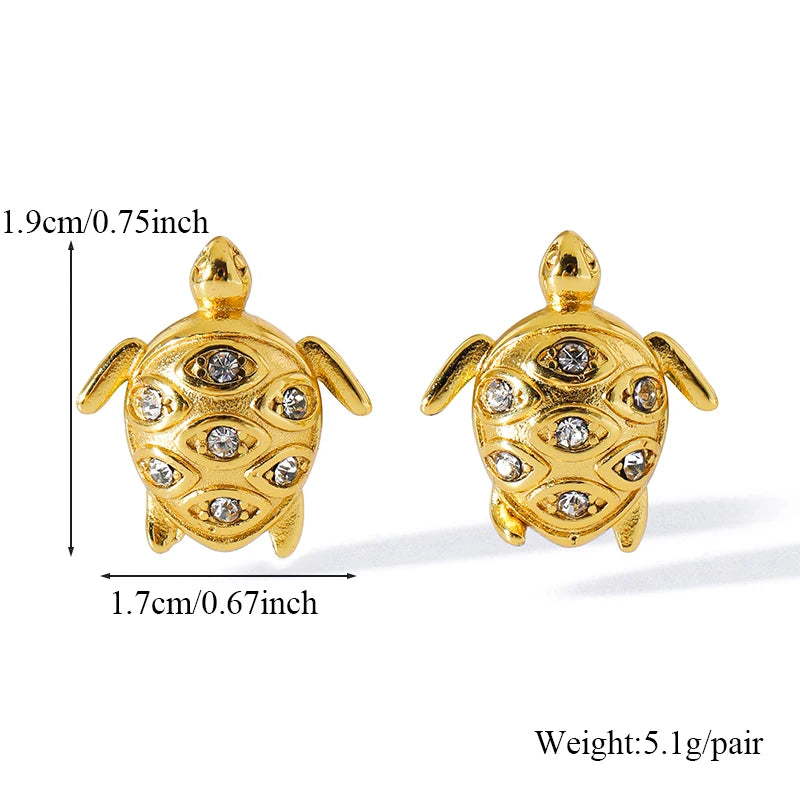 EILIECK 316L Stainless Steel Starfish Shell Zircon Stud Earrings For Women Fashion Waterproof Ear Jewelry Girls Gift Bijoux