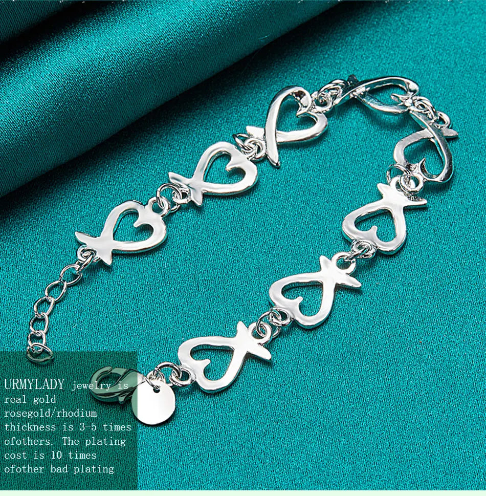 URMYLADY 925 Silver Bracelets For Women Wedding Lady Cute Noble Pretty Jewelry Fashion Nice Chain Hot Gifts