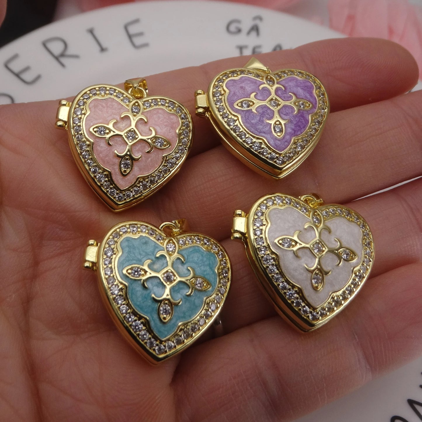 Micro Zircon oil drip photo box Angel Pendant necklace Love heart pendant necklace copper chain jewelry necklace