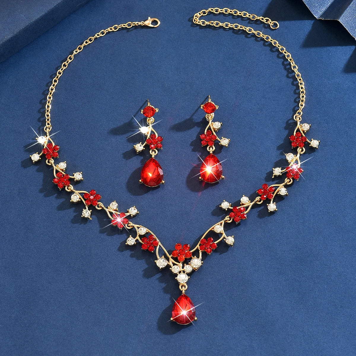 Light Luxury Diamond Inlaid Zircon Necklace Earrings Angel Tears Jewelry Two-Piece Set Wedding Accessories