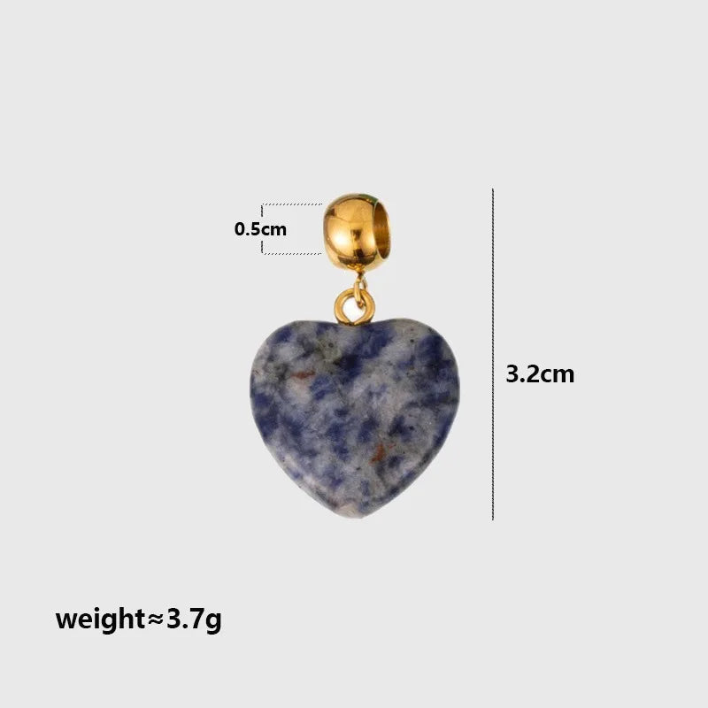 Trendy Natural Stone Star Heart Pendant DIY Necklace for Women Colorful Handmade Beaded Collars Necklace Stainless Steel Jewelry