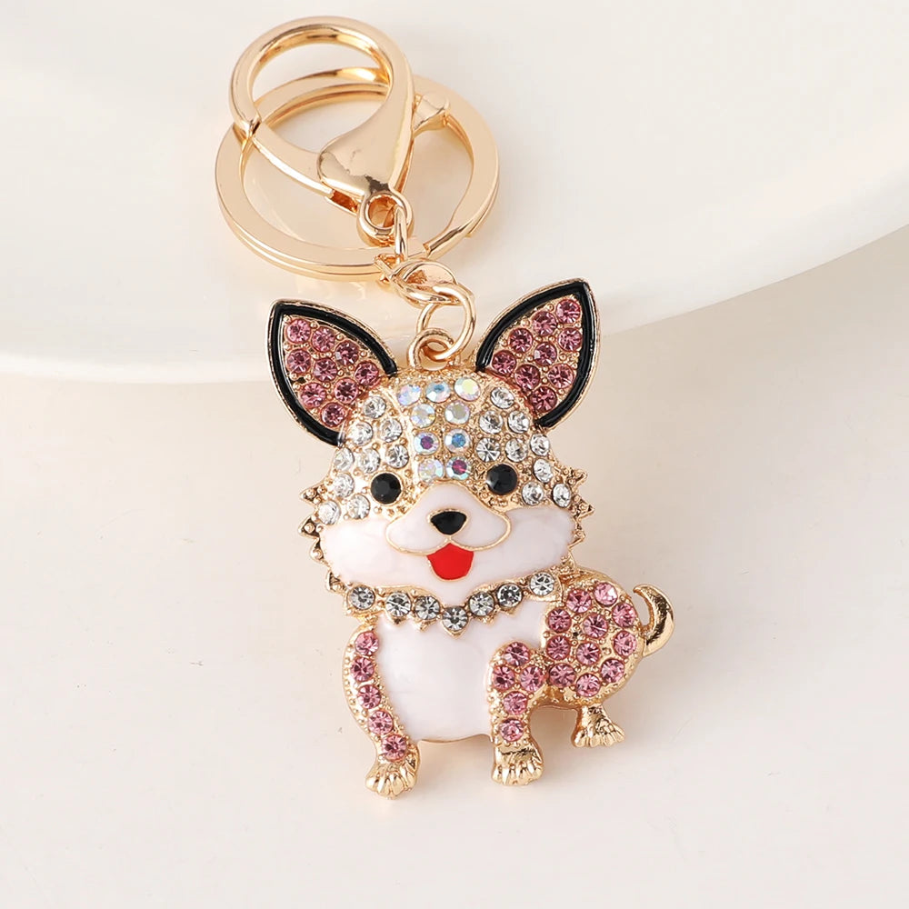 Corgi Key Chain Women's Handbag Pendant Car Key Ring Souvenir Gifts for Family and Friends Animal Cartoon Dog