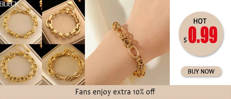EILIECK 316L Stainless Steel Metal Cross Pendant Necklace For Women Trendy Gold Color OT Clasp Neck Chain Waterproof Jewelry