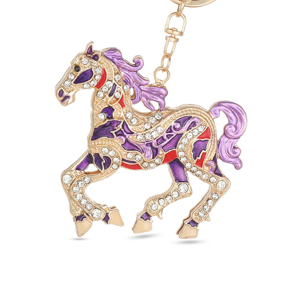 2026 New Enamel Craft Horse Key Chain Bag Pendant Crystal Pony Key Ring Year of the Horse Key Chain Mascot Chinatown Souvenirs