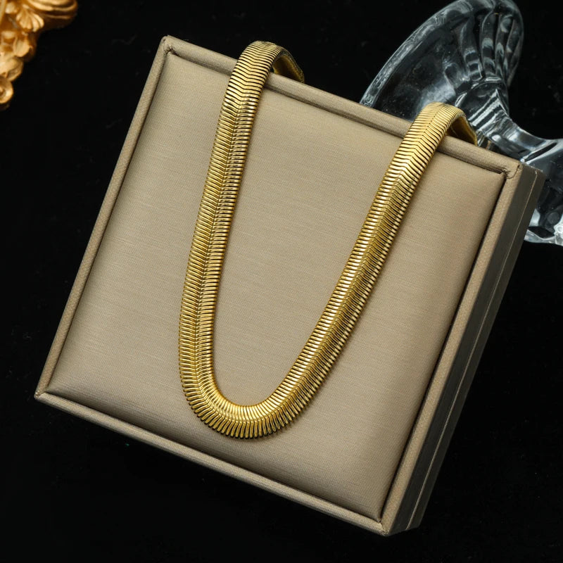 EILIECK 316L Stainless Steel Chains Necklace Choker For Women Trendy Gold Color Collar Neck Chain Waterproof Jewelry Lady Gift