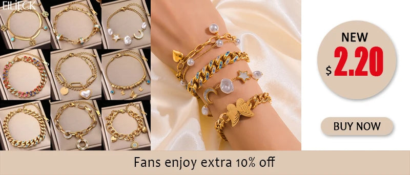 EILIECK 316L Stainless Steel Geometry Circle Charms Bracelet For Women Men Fashion Non-fading Bangles Wrist Jewelry Gift Bijoux