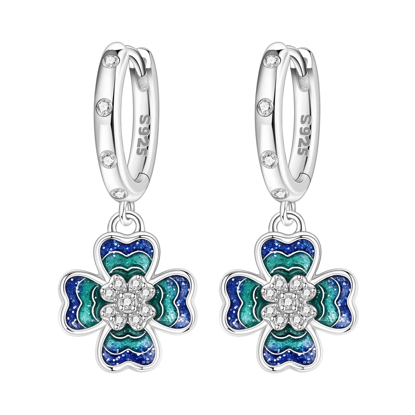 Hot Sale Original 925 Sterling Silver Zircon Pink Doughnut Earrings Flower Paw Print Design Women Party Jewelry Gifts Ear Loops