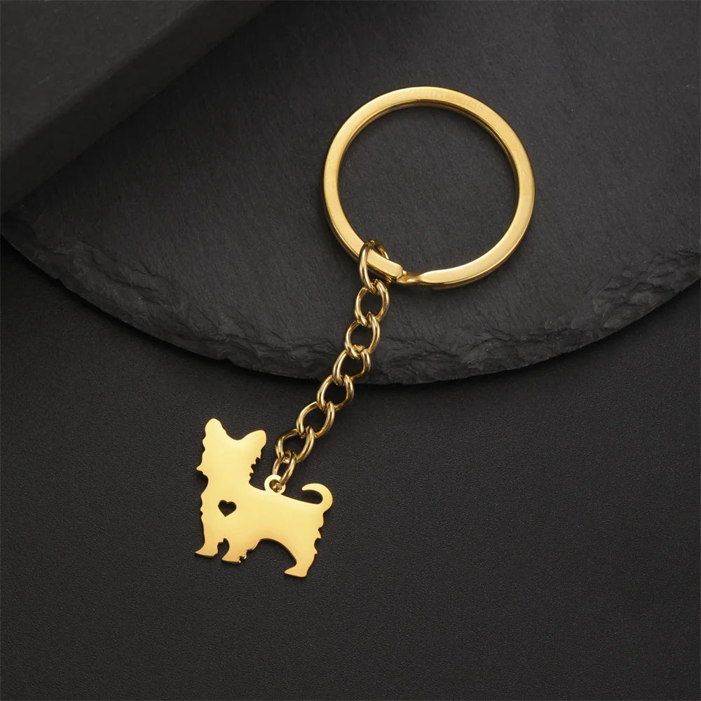 Cute Dog Samoye Keychain for Women Men Stainless Steel Dachshund Puppy Animal Lovers Key Ring for Car Backpack  Jewelry Gifts