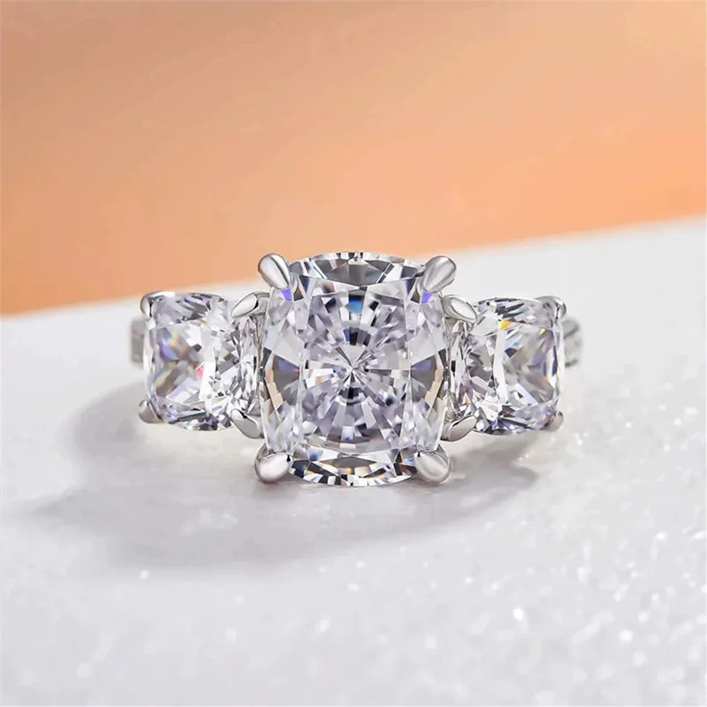 Luxury Female White Zircon Stone Silver Color Wedding Jewelry Promise Love Engagement Rings For Women